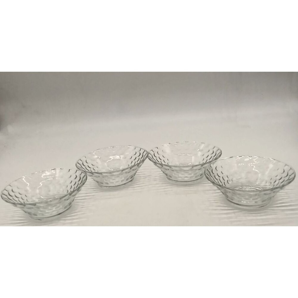 Vintage KIG Indonesia Set Of 4 Clear Bubble Glass Berry Fruit Bowls